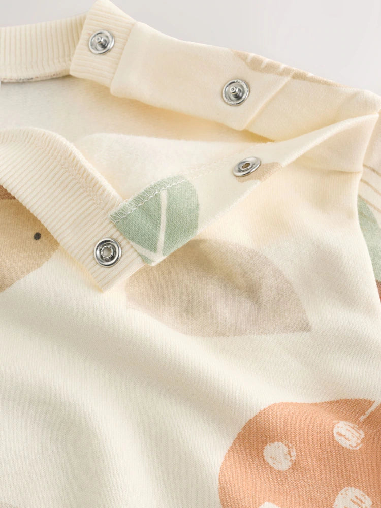 |BabyGirl| Conjunto de Moletom e Legging para Bebê com Estampa Outonal em Tons Neutros (0 meses a 2 anos)