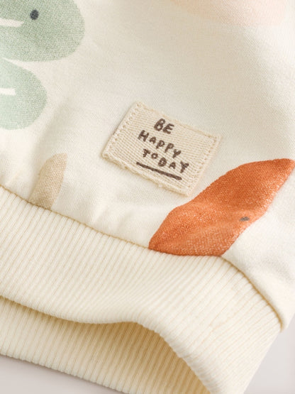 |BabyGirl| Conjunto de Moletom e Legging para Bebê com Estampa Outonal em Tons Neutros (0 meses a 2 anos)