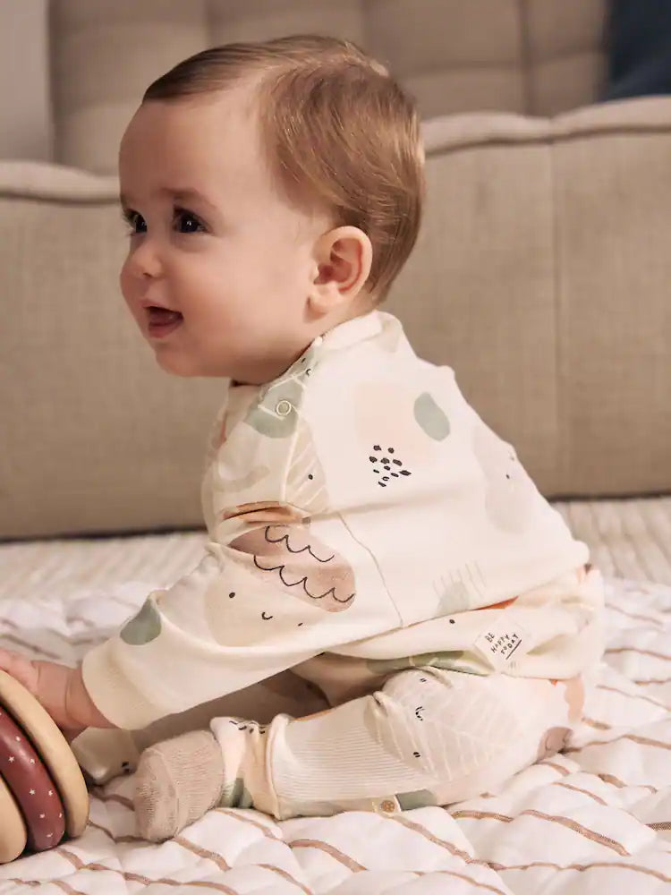 |BabyGirl| Conjunto de Moletom e Legging para Bebê com Estampa Outonal em Tons Neutros (0 meses a 2 anos)