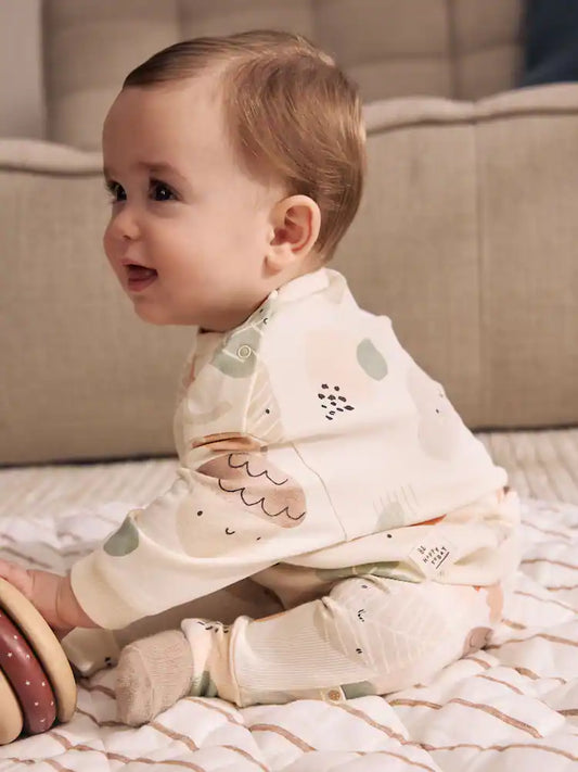 |BabyGirl| Conjunto de Moletom e Legging para Bebê com Estampa Outonal em Tons Neutros (0 meses a 2 anos)