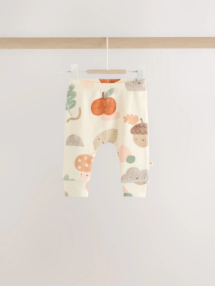 |BabyGirl| Conjunto de Moletom e Legging para Bebê com Estampa Outonal em Tons Neutros (0 meses a 2 anos)