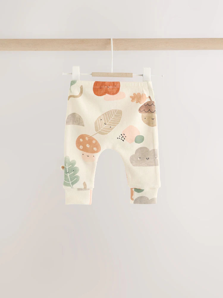 |BabyGirl| Conjunto de Moletom e Legging para Bebê com Estampa Outonal em Tons Neutros (0 meses a 2 anos)