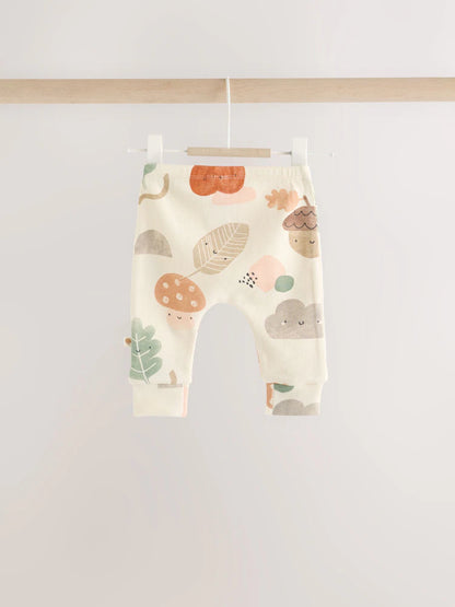 |BabyGirl| Conjunto de Moletom e Legging para Bebê com Estampa Outonal em Tons Neutros (0 meses a 2 anos)