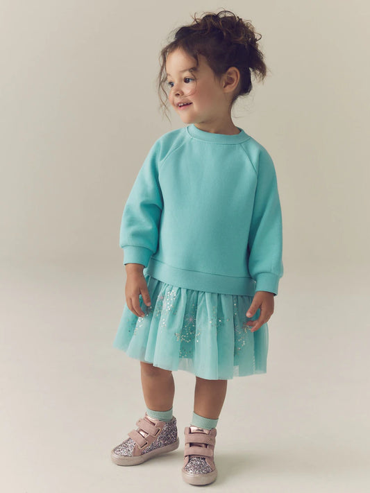 |Girl| Vestido de Moletom Manga Longa Ecru Moon (3 meses a 7 anos)