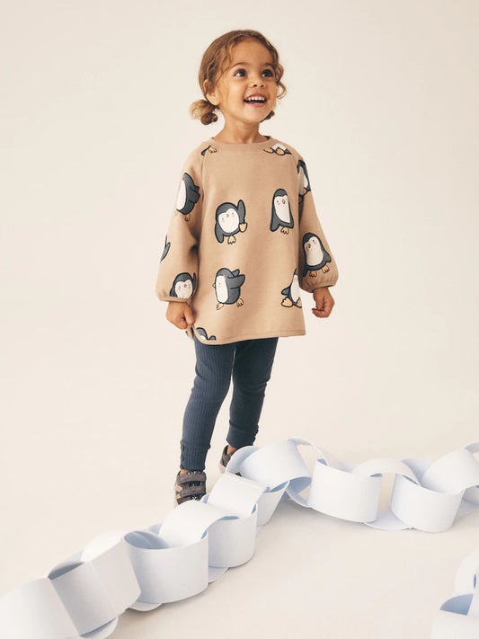 |Girl| Conjunto de Moletom e Legging em Tons Neutros (3 meses a 7 anos)