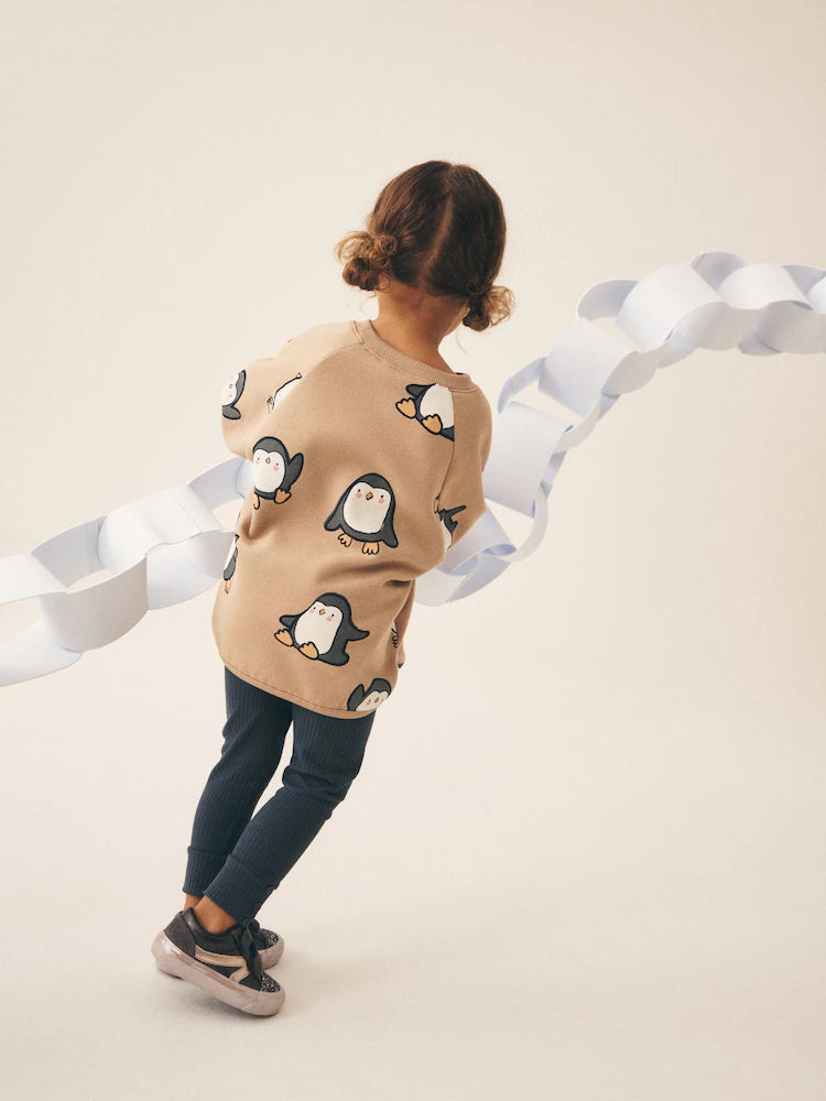 |Girl| Conjunto de Moletom e Legging em Tons Neutros (3 meses a 7 anos)
