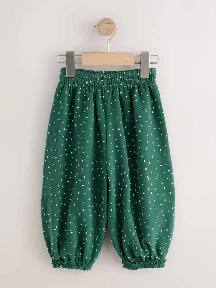 |Girl| Calça Verde de Poá Estilo Bloomer (3 meses a 7 anos)