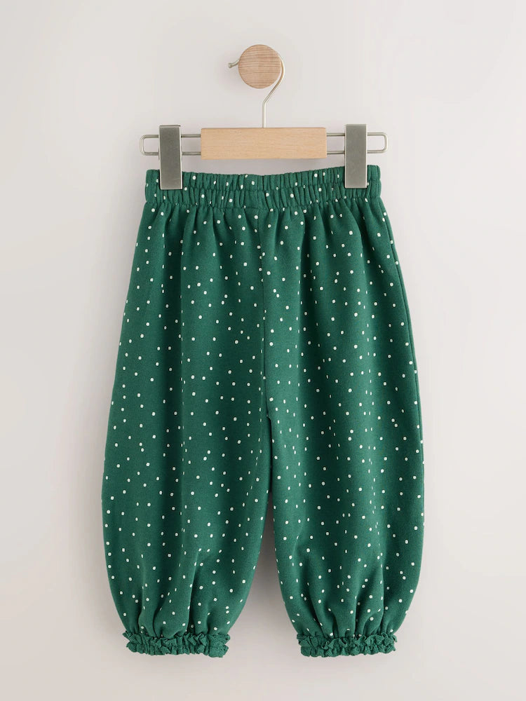 |Girl| Calça Verde de Poá Estilo Bloomer (3 meses a 7 anos)