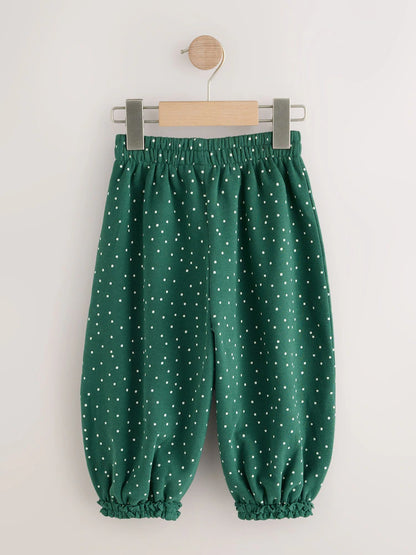 |Girl| Calça Verde de Poá Estilo Bloomer (3 meses a 7 anos)