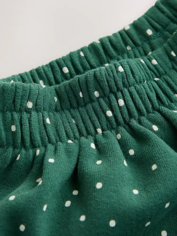 |Girl| Calça Verde de Poá Estilo Bloomer (3 meses a 7 anos)