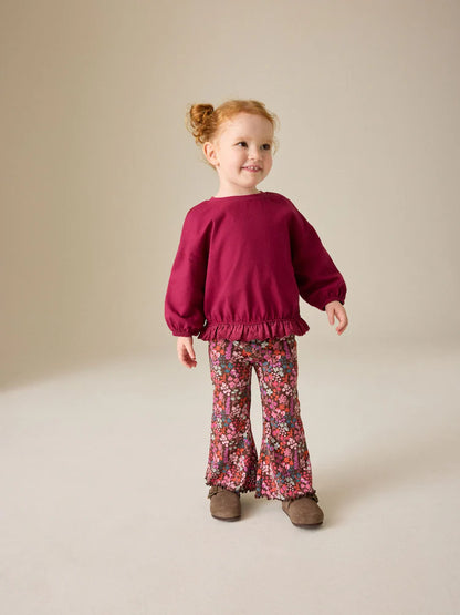|Girl| Legging Flare Canelada Estampa Floral Miúda (3 meses a 7 anos)