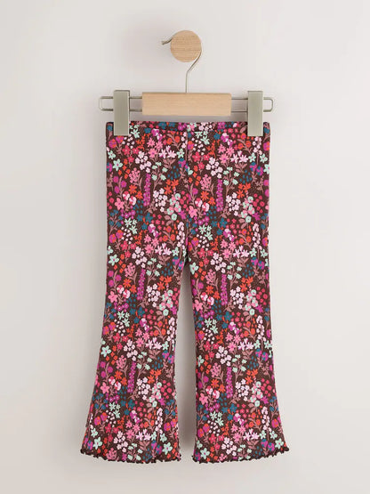 |Girl| Legging Flare Canelada Estampa Floral Miúda (3 meses a 7 anos)