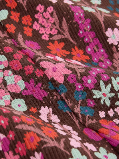 |Girl| Legging Flare Canelada Estampa Floral Miúda (3 meses a 7 anos)