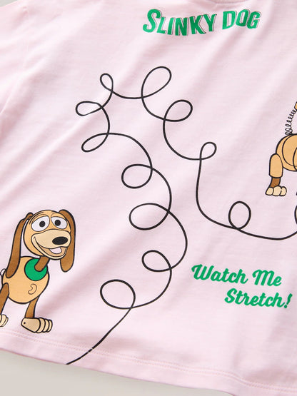|Boy| Camiseta de Manga Curta Rosa-Claro Toy Story Slinky Dog (3 meses a 7 anos)