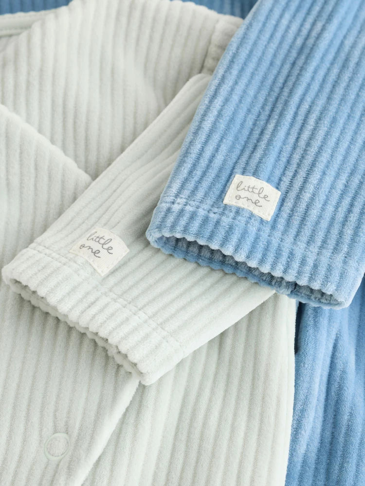 |BabyGirl| Kit com 2 Macacões de Veludo Azul para Bebê