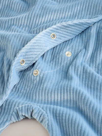 |BabyGirl| Kit com 2 Macacões de Veludo Azul para Bebê
