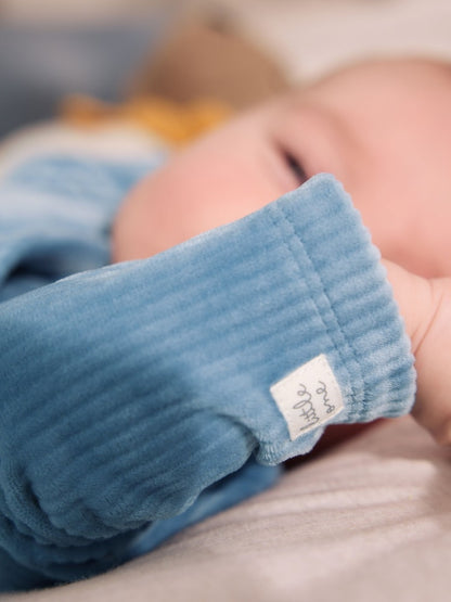 |BabyGirl| Kit com 2 Macacões de Veludo Azul para Bebê