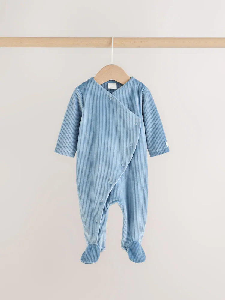 |BabyGirl| Kit com 2 Macacões de Veludo Azul para Bebê