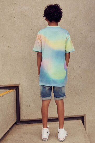 |BigBoy| Camiseta De Manga Curta Com Estampa Completa - Pastel Marble Swirl (3-16 anos)