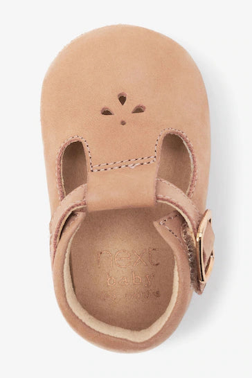 |BabyGirl| T-Bar Baby Shoes - Tan Brown Leather (0-18 meses)