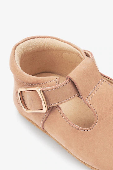|BabyGirl| T-Bar Baby Shoes - Tan Brown Leather (0-18 meses)
