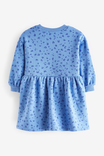 |Girl| Vestido De Moletom Estampado - Blue (3 meses a 7 anos)