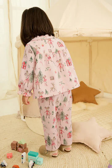 |Girl| Botão Através Do Pijama - Pink Mouse (9 meses a 10 anos)