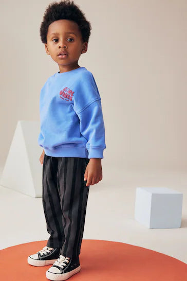 |Niño| Conjunto de sudadera y jogging de rayas - Azul/Gris (3 meses a 7 años)