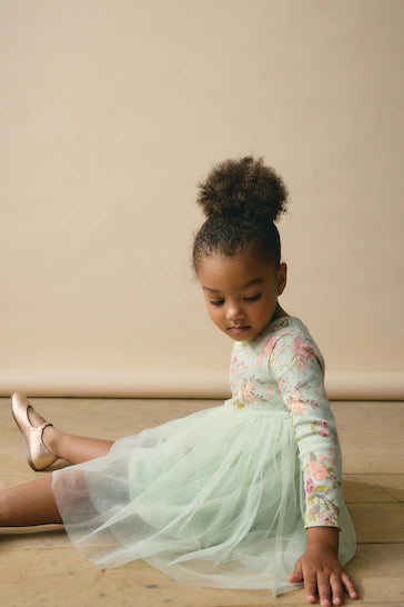 |Girl| Vestido De Malha Verde De Manga Comprida (3 meses a 7 anos)