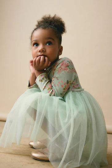 |Girl| Vestido De Malha Verde De Manga Comprida (3 meses a 7 anos)