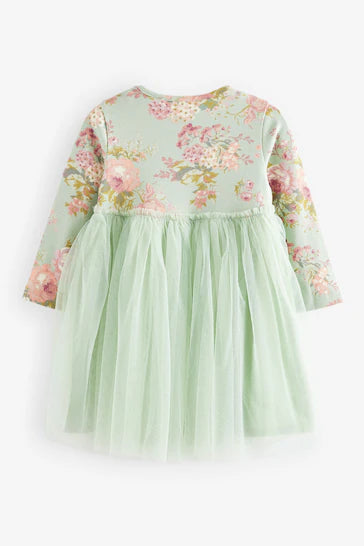 |Girl| Vestido De Malha Verde De Manga Comprida (3 meses a 7 anos)