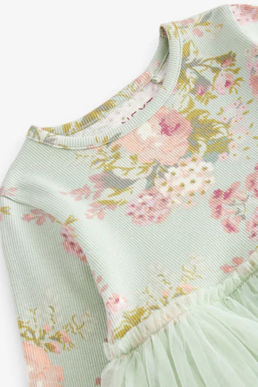 |Girl| Vestido De Malha Verde De Manga Comprida (3 meses a 7 anos)