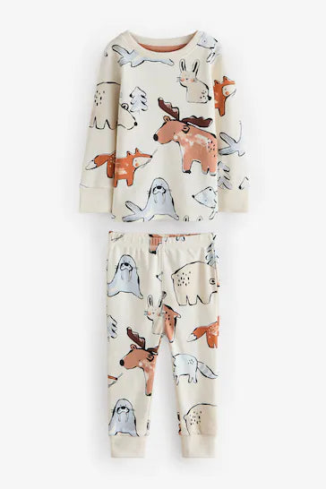 |Niño| Pack de 3 pijamas abrigados 100 % algodón - Multicolor neutro (de 9 meses a 10 años)