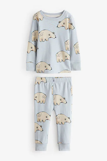 |Niño| Pack de 3 pijamas abrigados 100 % algodón - Multicolor neutro (de 9 meses a 10 años)