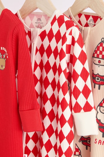 |Niña| Conjunto de pijama rojo Baby Christmas Team Rudolph, pack de 3 (0 meses a 3 años)