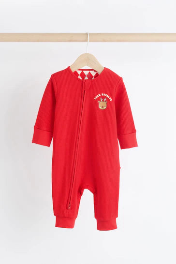 |Niña| Conjunto de pijama rojo Baby Christmas Team Rudolph, pack de 3 (0 meses a 3 años)