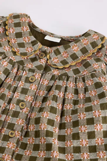 |BabyGirl| Vestido De Tecido Para Bebê Com Meia-Calça - Xadrez Verde (0 meses a 2 anos)