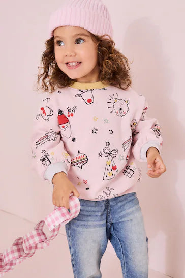 |Girl| Moletom De Natal Rosa Claro (3 meses a 7 anos)