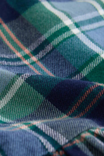 |Girl| Vestido 100% Algodão Com Babados Xadrez - Verde/Azul (3 meses a 8 anos)