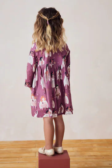 |Girl| Vestido Em Jersey De Manga Comprida 100% Algodão - Roxo (3 meses a 7 anos)