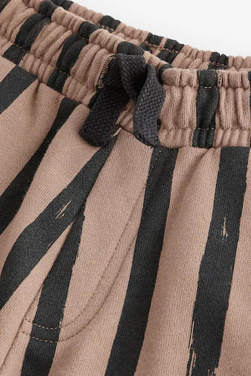 |Boy| Joggers Em Jersey Listrado Marrom/Preto 100% Algodão (3 meses a 7 anos)