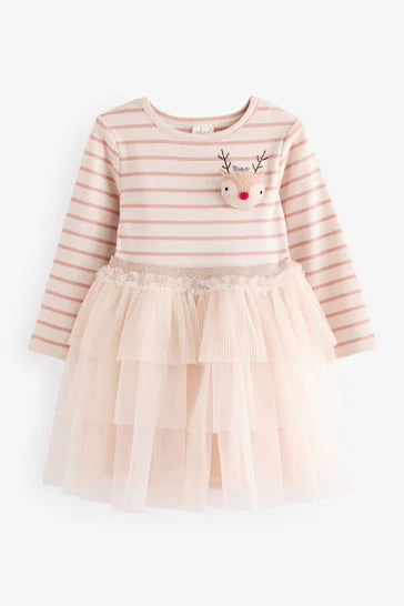 |Girl| Vestido De Rena Brilhante De Manga Comprida Rosa (3 meses a 7 anos)