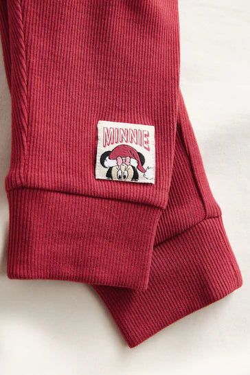 |Niña| Conjunto de top y leggings navideños color crema de Minnie Mouse de Disney (de 3 meses a 7 años)