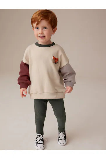 |Boy| Conjunto De Moletom e Leggings Stone Fox Colourblock (3 meses a 7 anos)