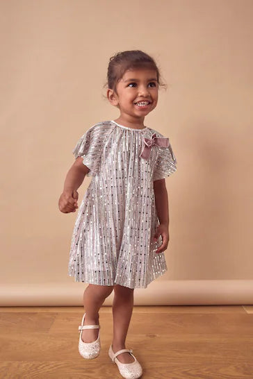 |Girl| Vestido De Festa Com Lantejoulas e Manga Anjo – Arco Arco-Iris (3 meses a 10 anos)