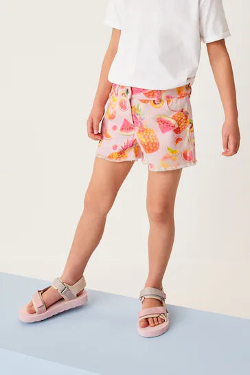 |BigGirl| Shorts Com Barra Desfiada - Pink Pineapple (3-16 anos)