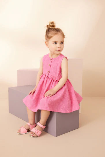 |BigGirl| Vestido Peplum - Rosa Texturizado (3 meses a 8 anos)