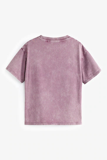 |Girl| Camiseta Gráfica Acid Wash - Pink Floral (3-16 anos)