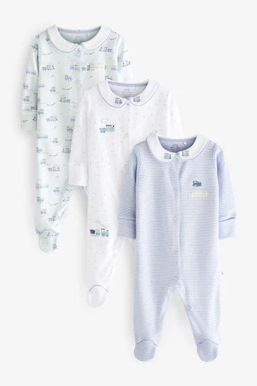 |BabyBoy| Conjunto de 3 macacões brancos para bebês (0-2 anos)