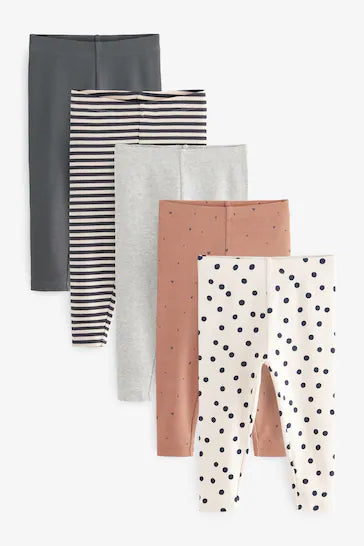 |Girl| Pacote Com 5 Leggings De Jérsei Canelado - Black/White (3 meses a 7 anos)